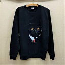 キャット (No120)葉巻 ネコ 猫 スウェット トレーナー ラウンドネック 長袖 レディース メンズ ユニセックス 綿100% プルオーバー シンプル かわ...