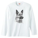 ジャーマンシェパード 長袖 tシャツ【ロングスリーブ】ロンティー 丸首型 クルーネック 綿100% トップス 服 レディース メンズ シンプル かわいい おしゃ...