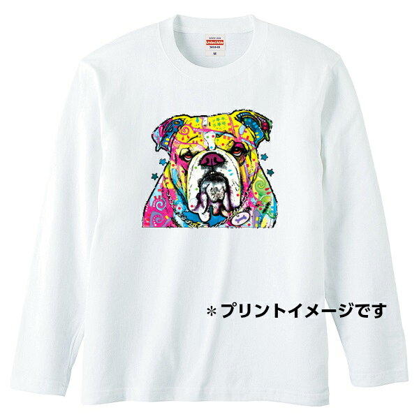 ブルドッグ（ネオンカラー） 長袖 tシャツ【ロングスリーブ】ロンティー 丸首型 ク...