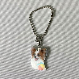 パピヨン【キーホルダー チャーム 】パピヨングッズ バッグチェーン マスクチャーム アクリル 犬 いぬ イヌ dog 犬種別 犬雑貨 オーナーグッズ かわいい 輸入 キーチェーン プリント 送料無料 母の日