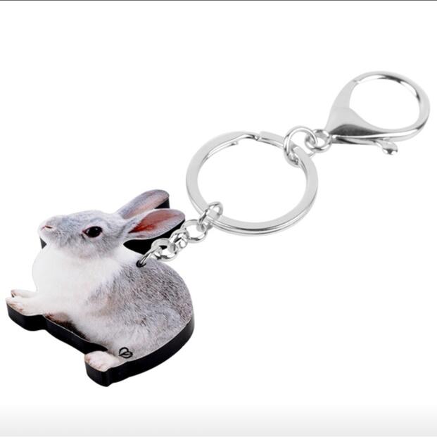 【メール便送料無料】ウサギ ラビット キーホルダー うさぎグッズ アクリル 兎雑貨 オーナーグッズ かわいい 輸入 キーチェーン プリント 母の日の商品画像 2