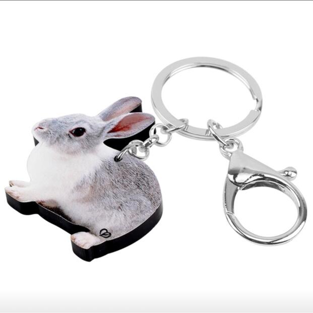 【メール便送料無料】ウサギ ラビット キーホルダー うさぎグッズ アクリル 兎雑貨 オーナーグッズ かわいい 輸入 キーチェーン プリント 母の日の商品画像 3