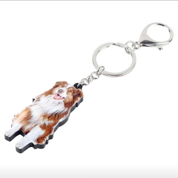 【メール便送料無料】ボーダーコリー レッド キーホルダー ボーダーグッズ アクリル 犬 いぬ イヌ dog 犬種別 犬雑貨 オーナーグッズ かわいい 輸入 キーチェーン プリント
