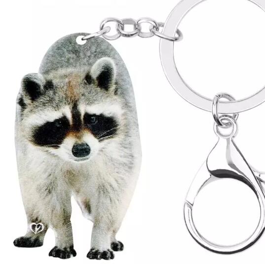 樂天商城 - 【メール便送料無料】キーホルダー アライグマ ラクーン アニマルグッズ アクリル 動物雑貨 オーナーグッズ かわいい 輸入 キーチェーン プリント プレゼント ギフト 野生動物 車
