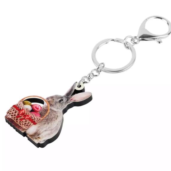 ●【メール便送料無料】キーホルダー ウサギ うさぎ 兎 ラビット グッズ アクリル 動物雑貨 オーナーグッズ かわいい 輸入 キーチェーン プリント プレゼント ギフト イースター ギフトの商品画像 2