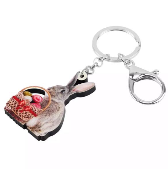 ●【メール便送料無料】キーホルダー ウサギ うさぎ 兎 ラビット グッズ アクリル 動物雑貨 オーナーグッズ かわいい 輸入 キーチェーン プリント プレゼント ギフト イースター ギフトの商品画像 3
