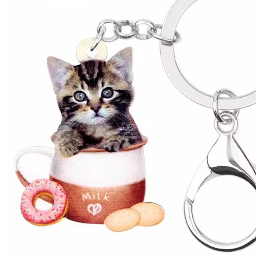 キャット ネコ キーホルダー ネコグッズ アクリル 猫 ねこ cat キトン 仔猫 猫種別 猫雑貨 送料無料 ギフトラッピング無料 オーナーグッズ かわいい 輸入 キーチェーン プリント プレゼント ギフト 誕生日 クリスマス 母の日 父の日