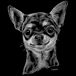チワワ （ホワイトインク） 長袖 tシャツ【ロングスリーブ】ロンティー 丸首型 ク...