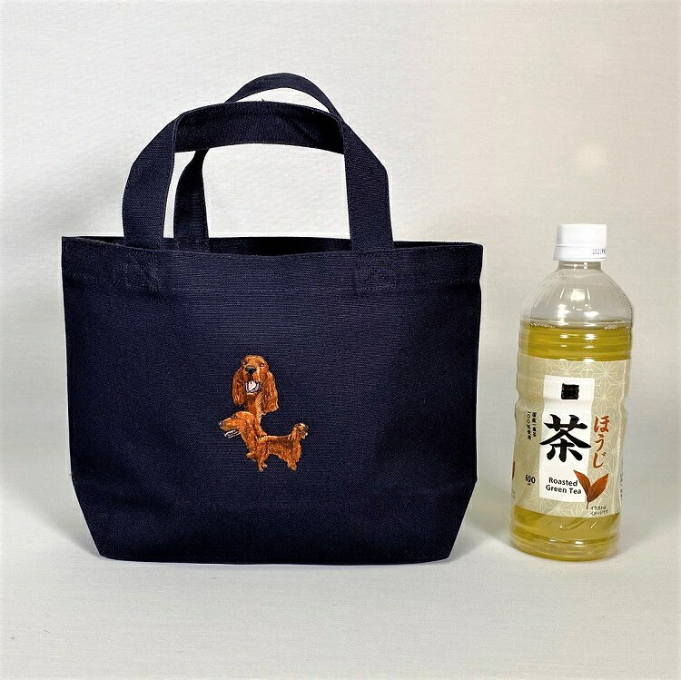 【メール便送料無料】アイリッシュセター セッター dog Sサイズ 厚手 トートバッグ 刺?プリント 小 お散歩バッグ 犬プリント かわいい ギフト プレゼント オフ会のサムネイル