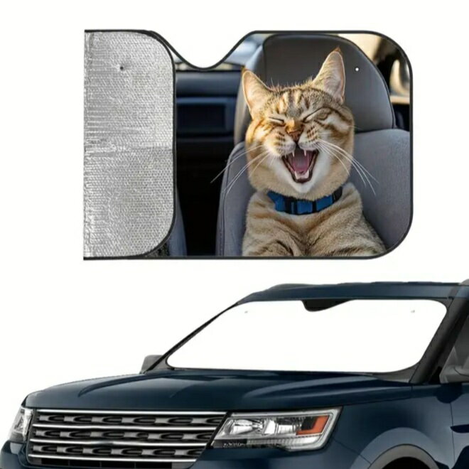【送料無料】 サンシェード キャット G 猫柄 ネコ ねこ CAT cat キトン 面白い かわいい 車 車窓日よけ 日除け 日焼け防止 キャンプ 車中泊 フロントガラス 遮光断熱 紫外線対策 UVカット 簡単取り付け 吸盤止め カー用品 便利 オーナーグッズ