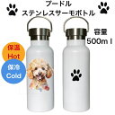 プードル トイプードル ステンレス製 サーモボトル 水筒 タンブラー マグボトル 500ml メタルハンドル 直飲み 保冷 保温 ハンドル付き おしゃれ SDGs サステナブル マイボトル 真空二層構造 散歩 旅行 スクリューボトル 犬デザイン 犬柄 パピー dog 犬グッズ 小型犬