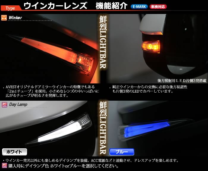 ハイエース 200系 ドアミラー ウインカー/ミラーカバー/ミラーウインカー/AVEST LS セパレートスタイル 塗装version1