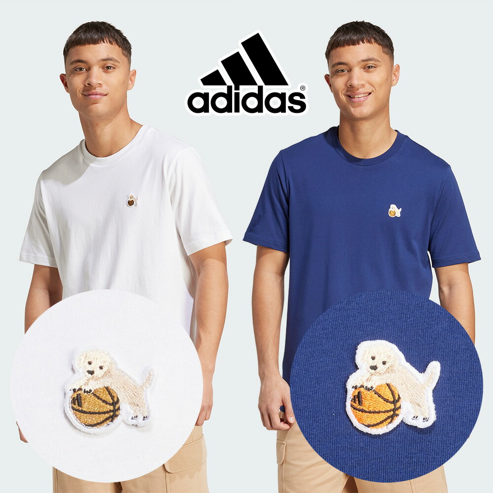 乐天商城 - アディダス Tシャツ メンズ ドッグフープパッチグラフィックTシャツ CO758 JZ7445 JZ7446 adidas Dog Hoop Patch Graphic Tee 犬 バスケットボール
