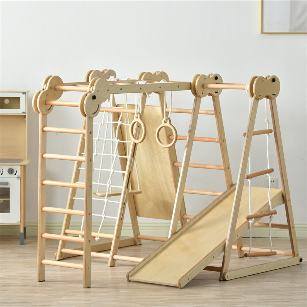 大型遊具 ジャングルジム 折り畳み収納 滑り台 室内 木製 天然木 耐荷重40kg 室内ジム 遊具 室内遊具 すべり台 屋内 家庭用 子供 キッズ 2歳~6歳 男の子 女の子 プレゼント おもちゃ 【2025新品登場】 3