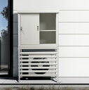 エアコン室外機カバー 収納庫 収納庫は分けて使える&セットでも使用可能な2-in-1 防錆 防風 防盗に強い! 鍵付き 日よけ 棚 収納