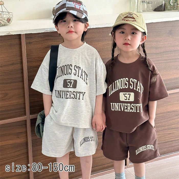 「送料無料」セットアップ キッズ 兄妹 女の子 男の子 ベビー服 子供服 上下セット ジュニア 半袖 男の子 女の子 姉弟 リンクコーデ 夏