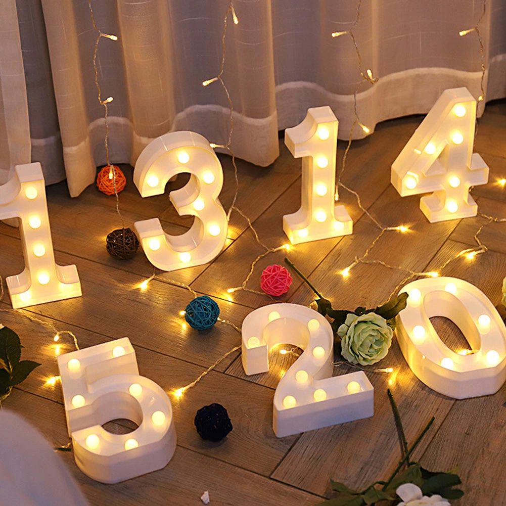 【2個セット】LEDレターライト 数字 DIY 雰囲気ライト アルファベット ナイトライト LED 電池式 雰囲気作り クリスマス飾り/結婚式/告白