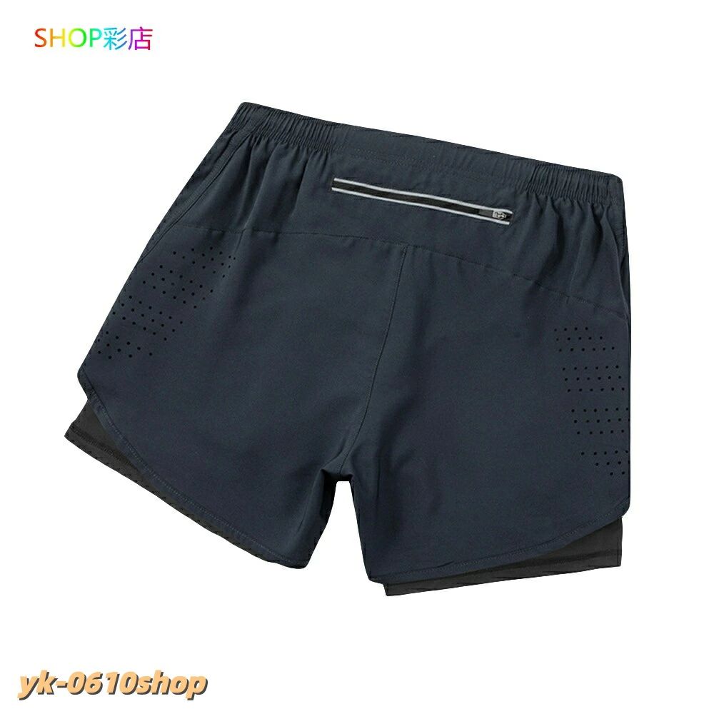 TryMe楽天市場店のショートパンツ メンズ レディース スポーツ インナーパンツ付き ランニングパンツ ポケット多い ハーフパンツ 光反射 ストレッチ ラン｜アングル2
