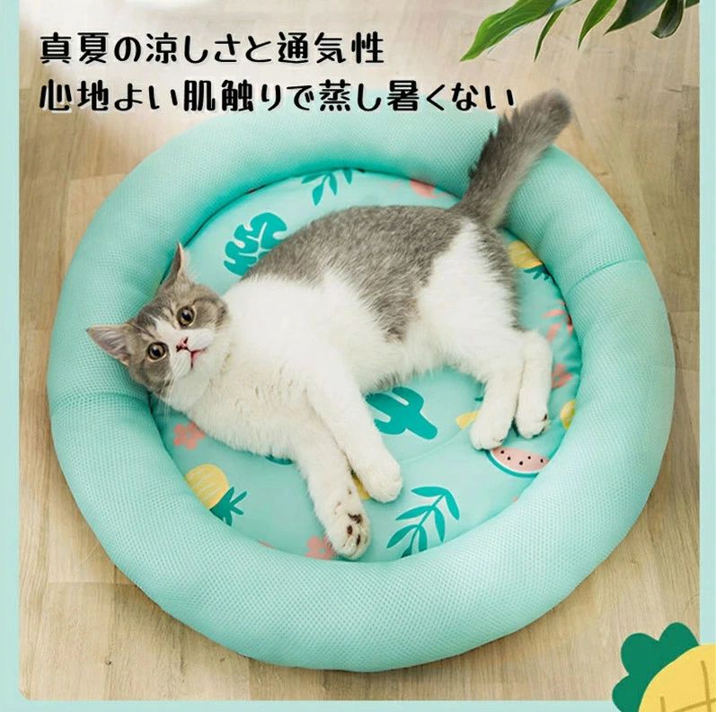 TryMe楽天市場店の犬 猫 夏用ペットベッド 　メッシュ通気性優れ　寝心地バツグン ござ　洗えるベッド クッション 涼しい ペットクッション 猫ベッド 犬ベ｜アングル3