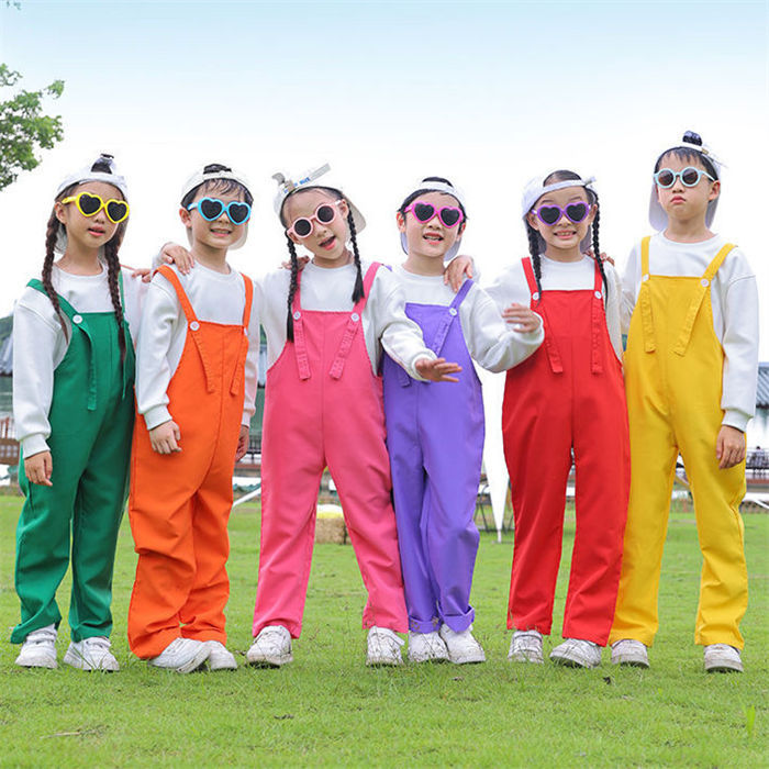 キッズ オーバーオール サロペット 子供用 単品 ジュニア 女の子 男の子 運動会 練習着 スポーツ クラス 体育祭 サークル 卒業式 ステー