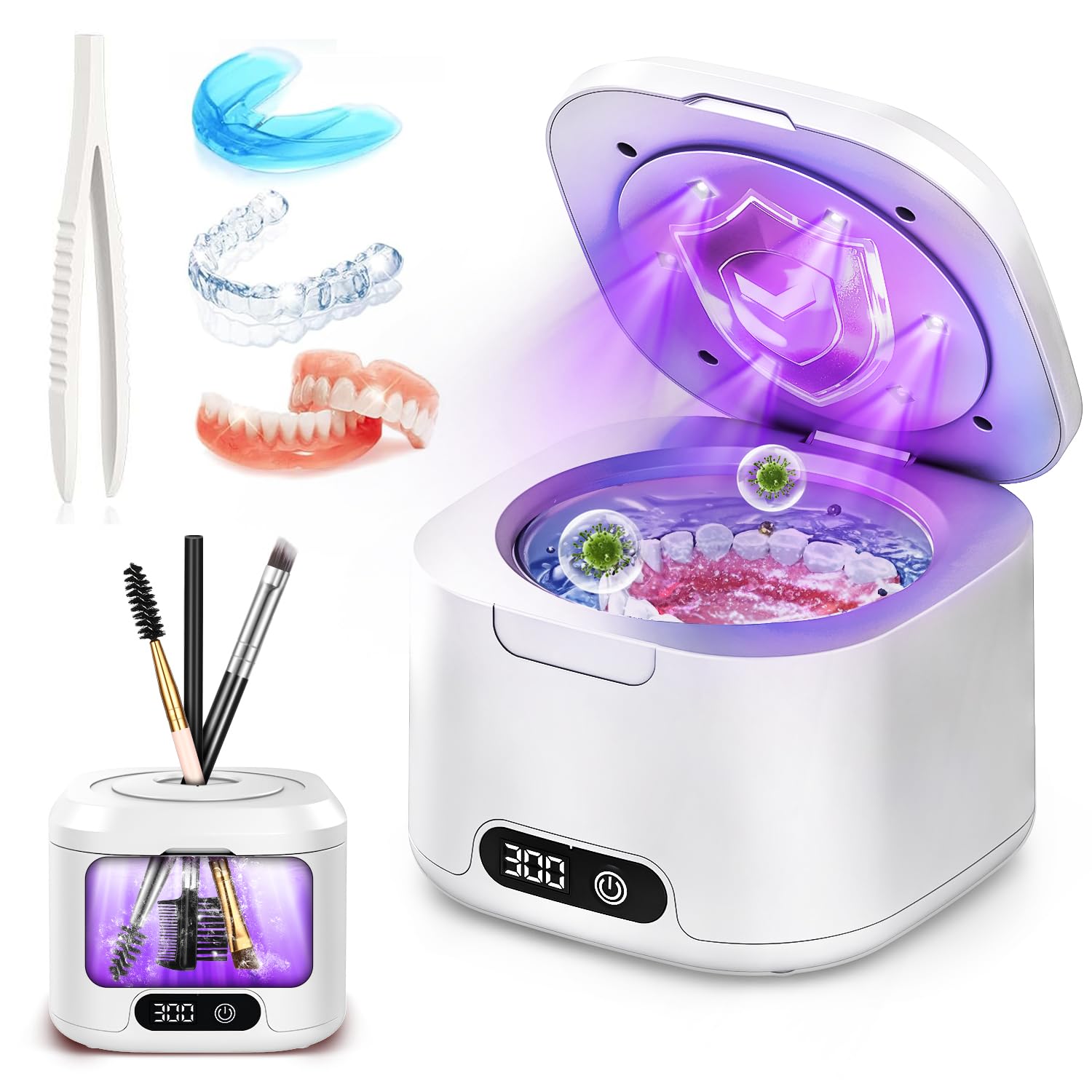 超音波洗浄機 【2025年新登場】 49000HZ高周波音波振動 入れ歯専用超音波洗浄機 洗浄・殺菌 汚れ除去 4..