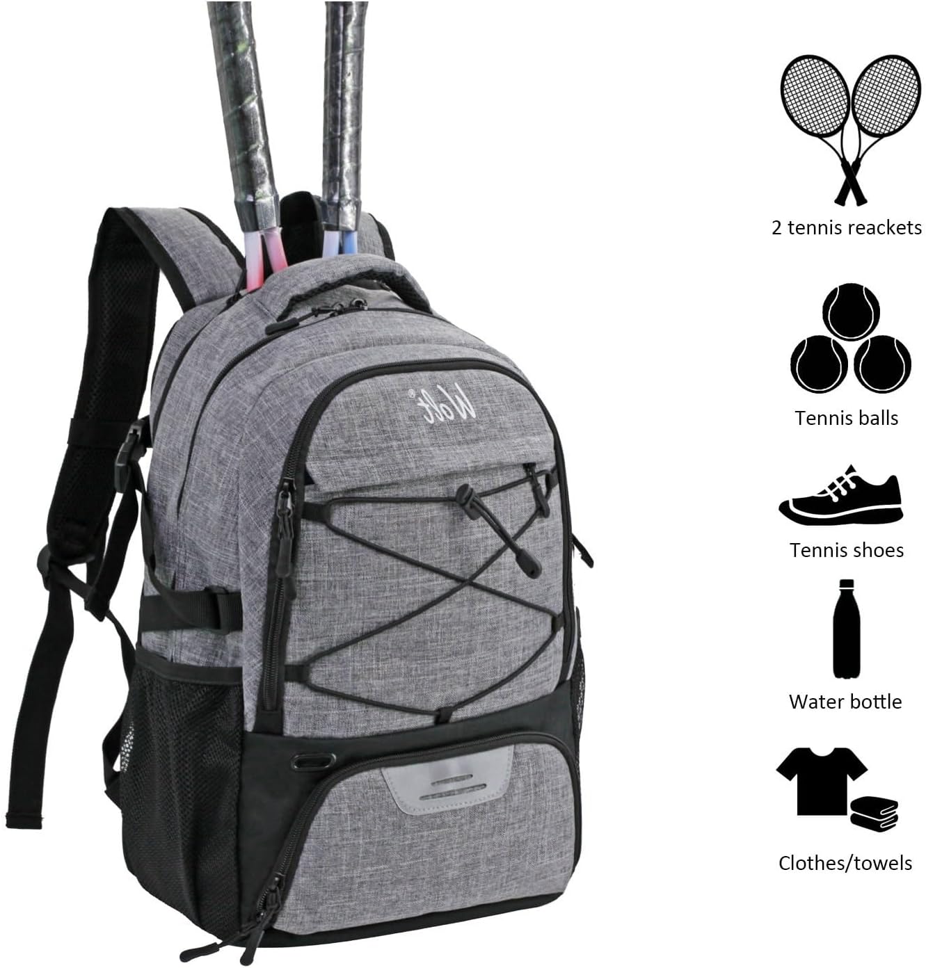 スポーツバックパック ファッション 軽量 防水 バックパック テニスバッグ バドミントンバッグ 多機能バックパック 大容量 収納 テニスバックパック ラケットバ...