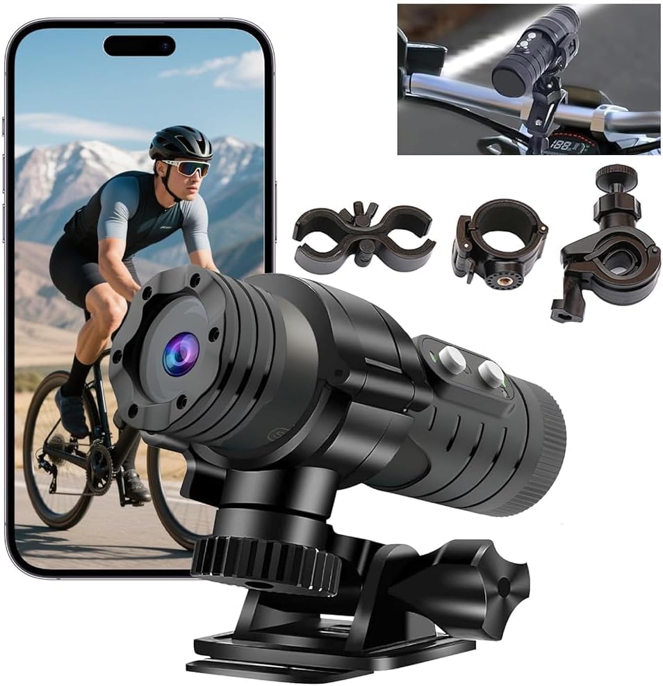 バイク・自転車用ドライブレコーダー IP66防水 専用アプリ連携 耐震設計 超小型 充電中録画対応 120°広..