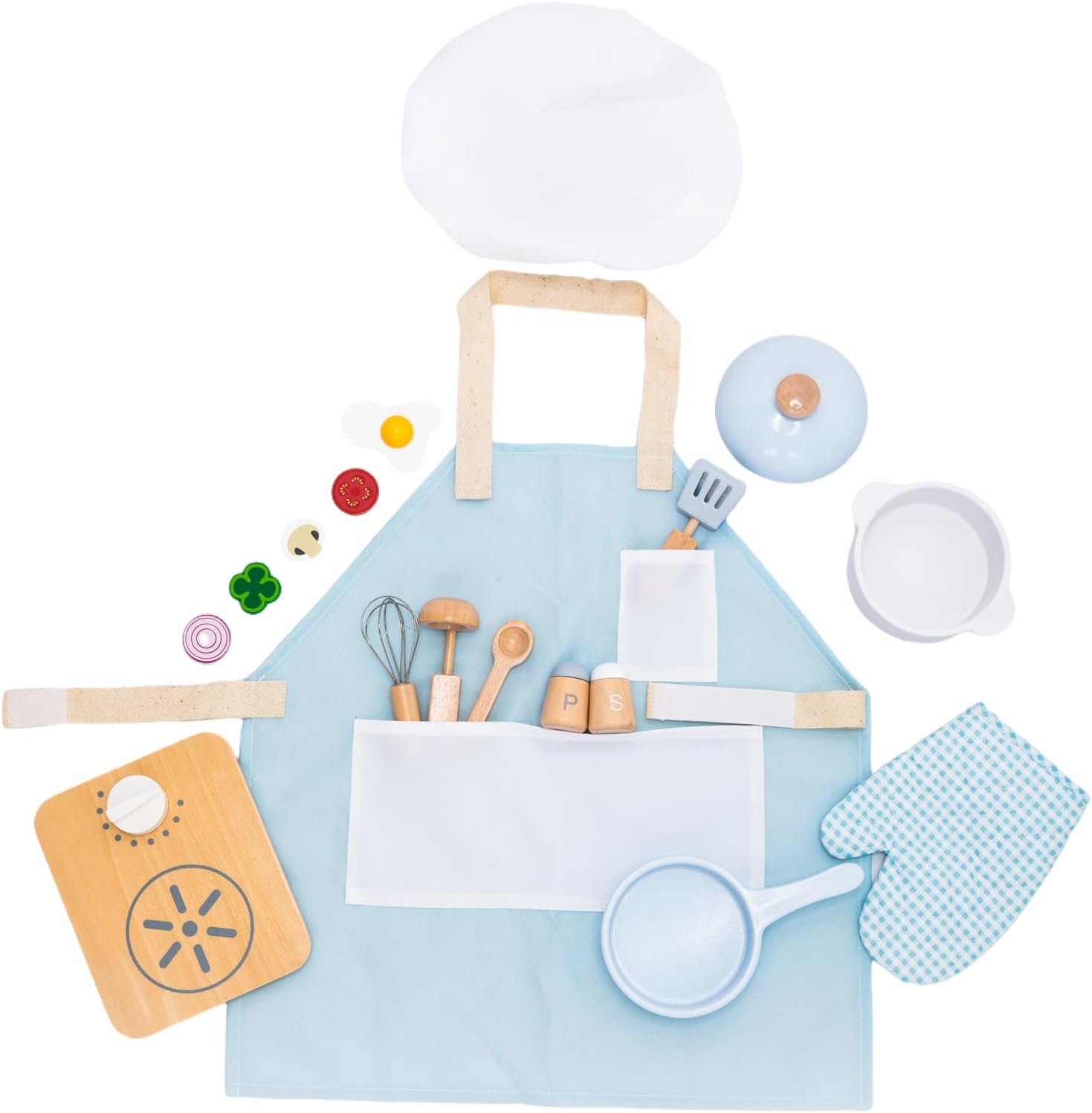 おままごとキッチン キッチンツールセット シェフのロールプレイ 食玩 おままごと モンテッソーリ 18点セット 知育玩具 ミニチュアフード 木製 ままごと キッチン 組立式 33点セット クッキングトイ 子供のおもちゃ 女の子 男の子 3歳以上 人気 おもちゃ