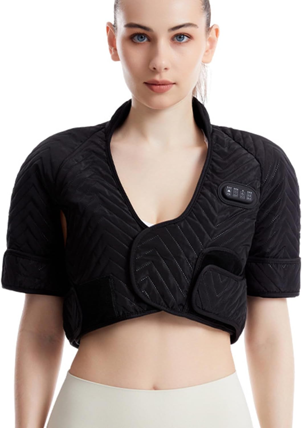 「赤65℃・青55℃・緑45℃」電気肩パッド 5V 肩あたためサポーター 遠赤外線加熱 電熱肩当て 肩用サポータ..