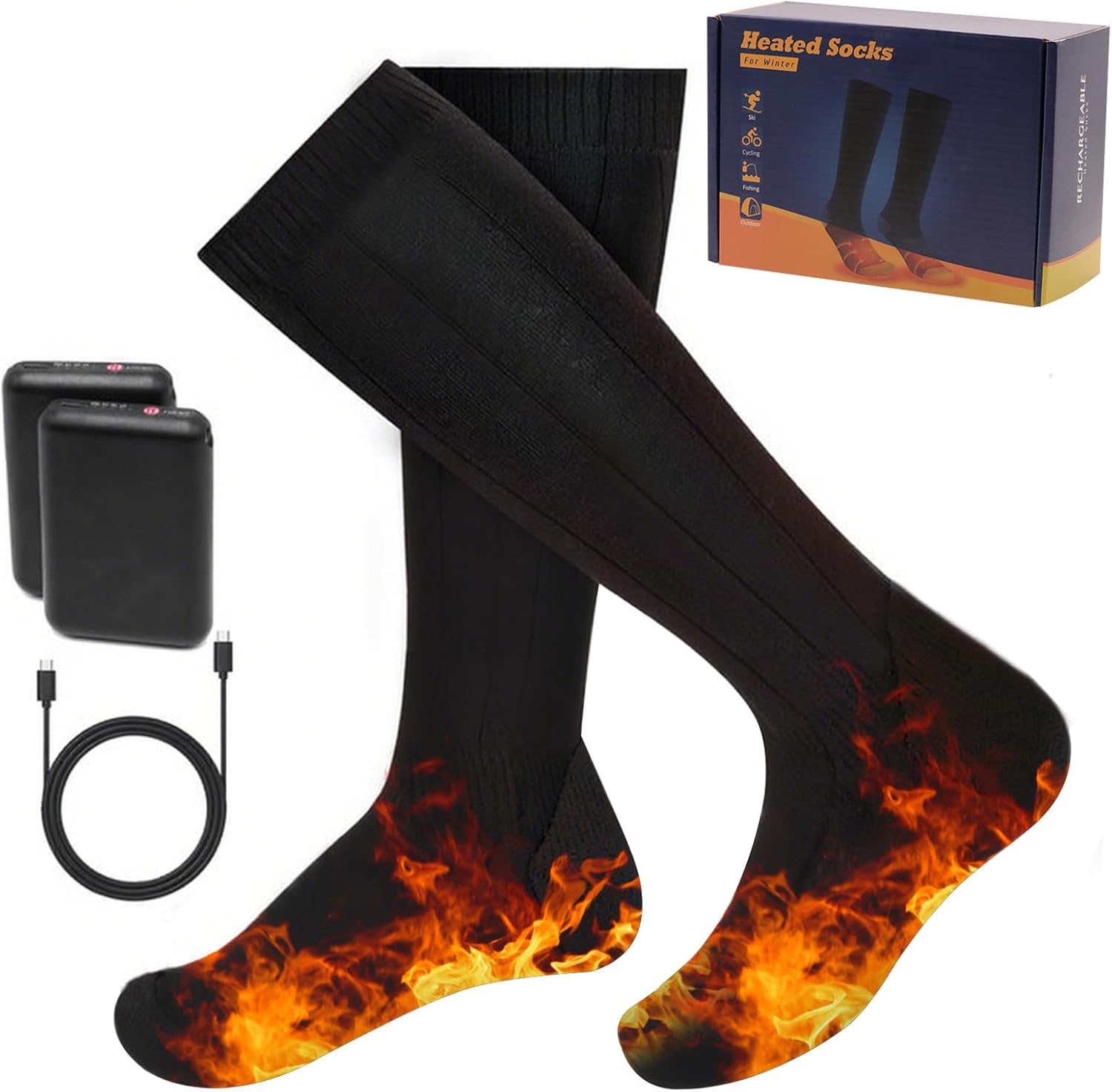 電熱ソックス ヒーター靴下 3段階温度調節 ヒーターソックス 充電式 通勤 通学 釣り 登山 スキー用発熱..