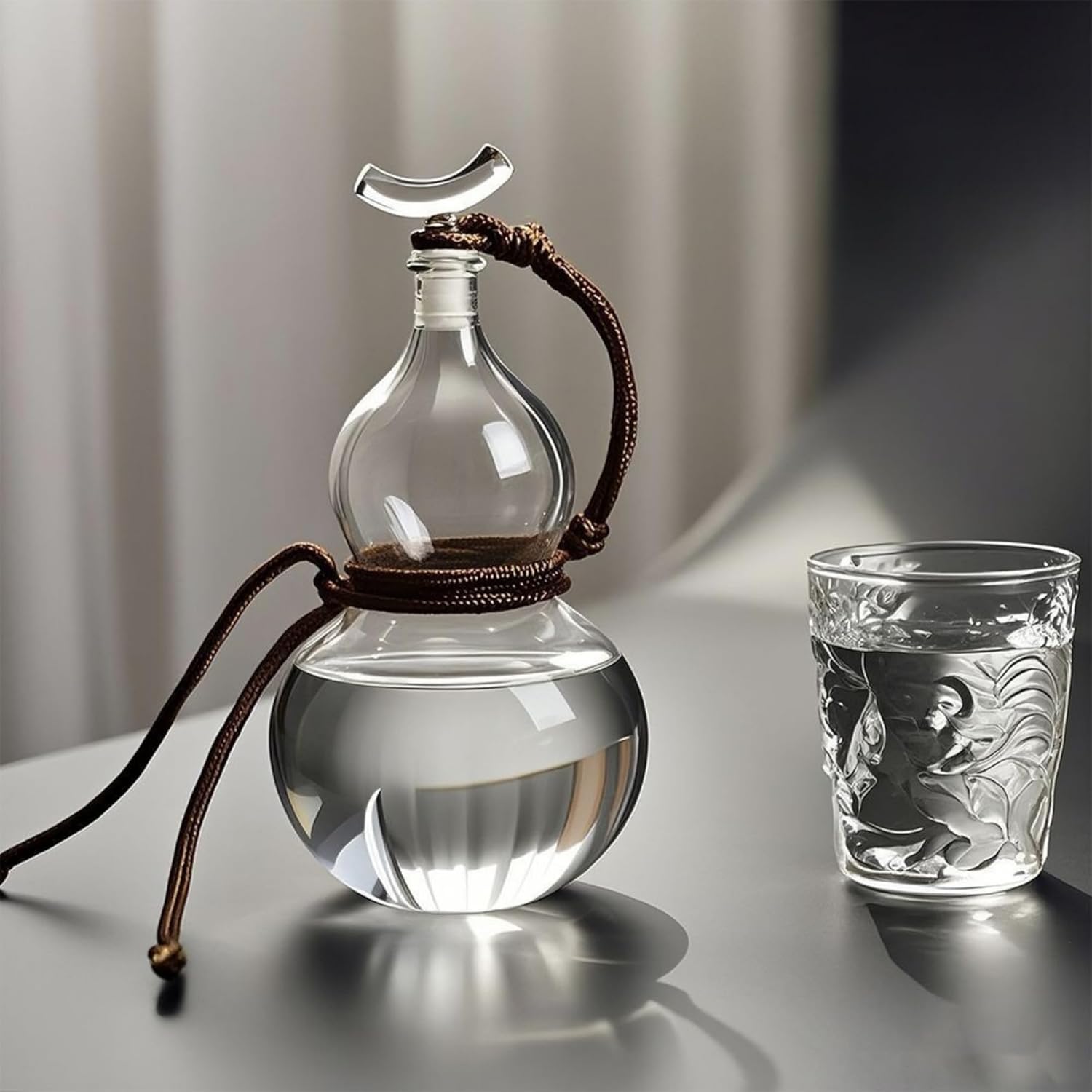 デカンタ 瓢箪 ワインデカンタ 耐熱ガラス ひょうたん デキャンタ 蓋付き 瓶 ウィスキーデカンタ ワイ..