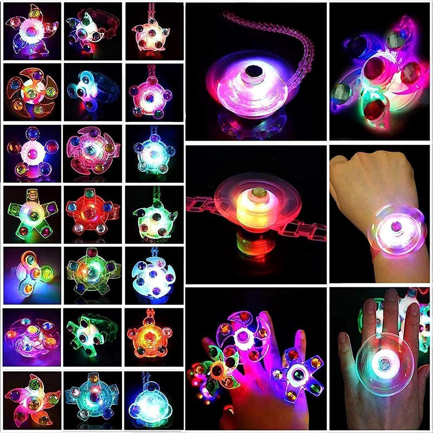 キッズおもちゃ Led 光る指輪 ブレスレット 光る リング オモチャ 回転可能 光り物玩具 ライブ コンサート 縁日おもちゃ 文化祭 子供会 花火大会ハロウィン クリスマス新年会 誕生日プレゼント 21個セット
