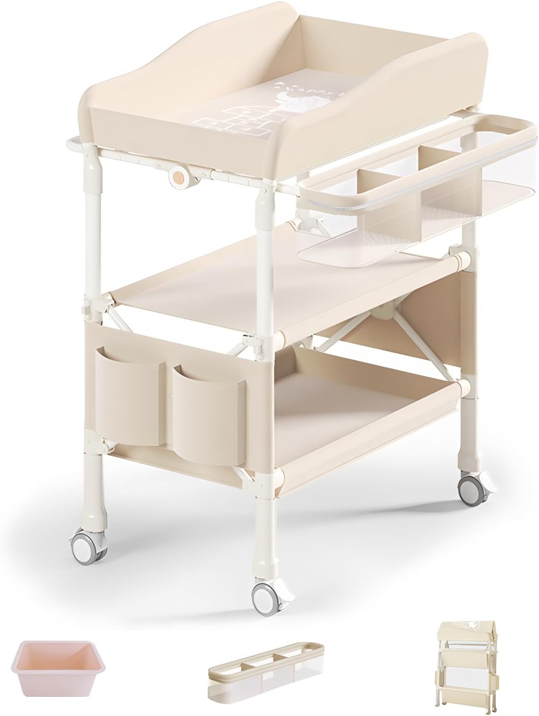 おむつ交換台 おむつ替え台 折りたたみ 赤ちゃん 助産師推奨 キャスター付き 5段階高さ調整 移動便利 ベビーケア 育児用品 出産祝い