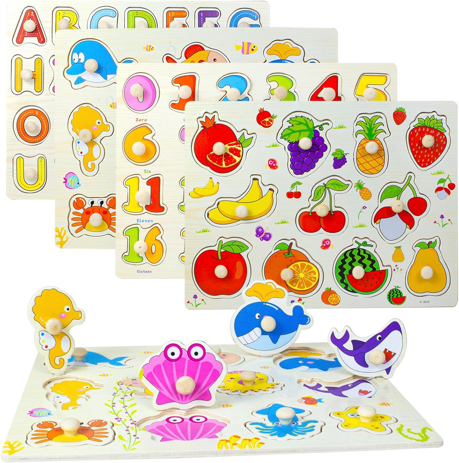 木製パズル 型はめパズル 赤ちゃん モンテッソーリ 知育玩具 1 2 3 歳 幼児早期開発 形合わせ 形認識 色認知 色彩感覚 脳トレ おもちゃ 69個 果物 4種類 幼稚園 親子交流促進 誕生日 クリスマス プレゼント 贈り物