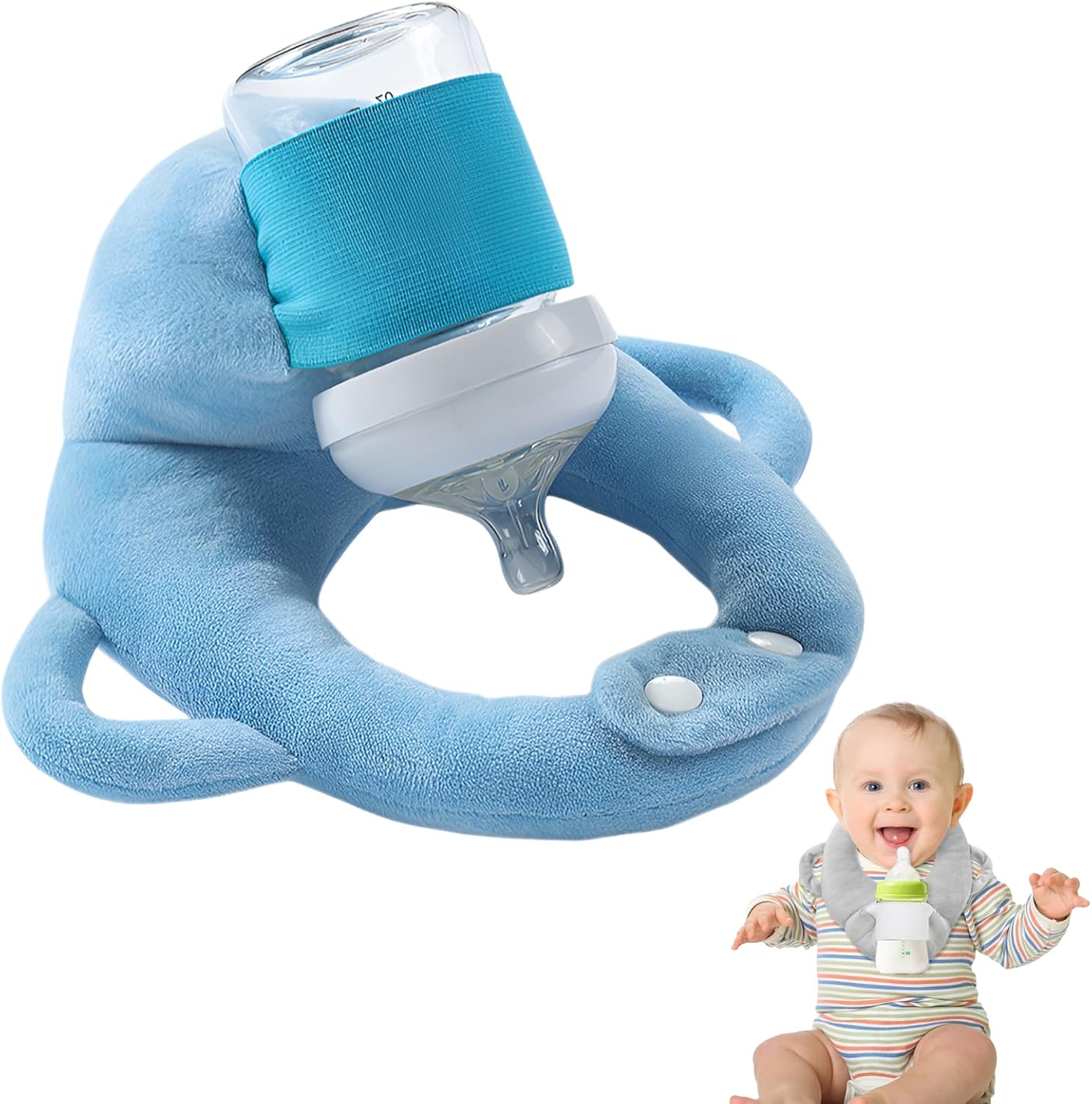 哺乳瓶ホルダー ハンズフリー【2025新品登場】（洗濯OK&サイズ調整可能）ほ乳瓶ホルダー 授乳クッショ..