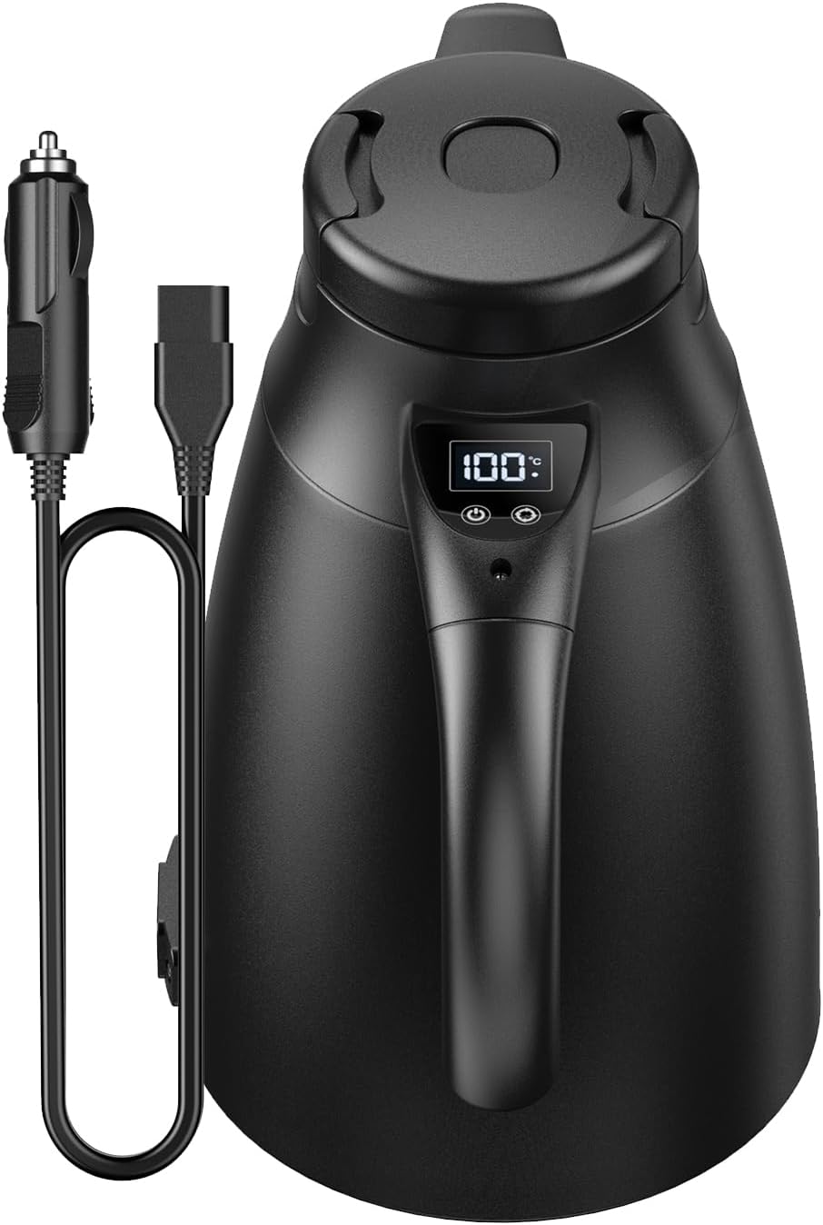 「1.2L大容量&DC12V/24V」カー電気ケトル 55℃～100℃温度調節 湯沸提示音 車載用調理器具 車用湯沸かし..