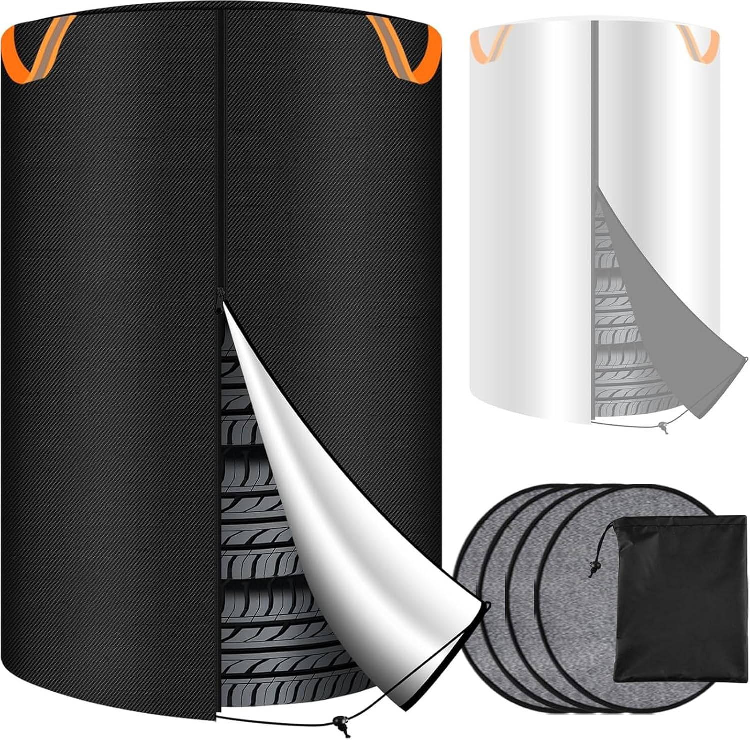 屋外用タイヤカバー、防水性と厚みがあり、両面テープで固定、420D、夜間反射、UV耐性、老化防止、防汚..