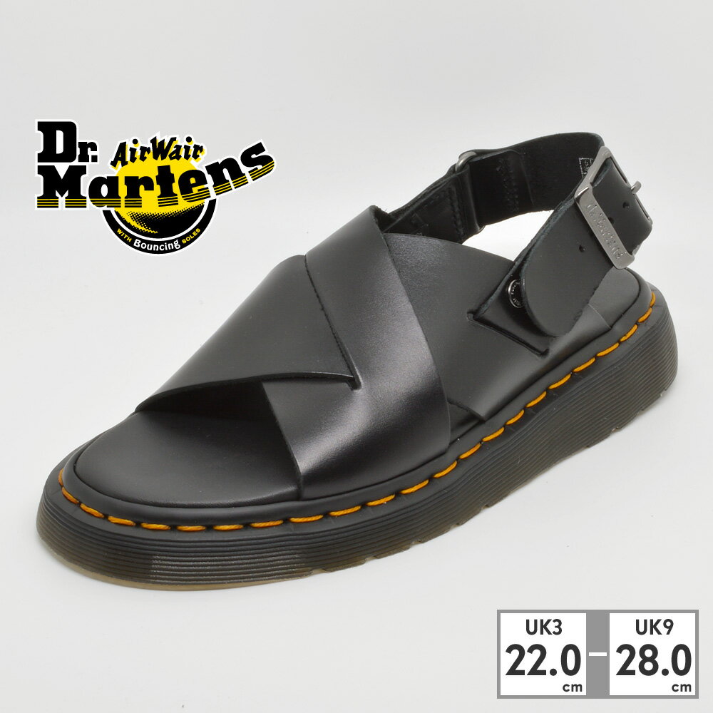 ドクターマーチン サンダル メンズ レディース 30765 30765001 Dr.Martens 2023春夏 Zane ZANE BLACK BRANDO【ラッピング不可】 スリッポン サボ ストラップ X型ベルト