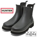 【全国送料無料】 HUNTER ブーツ レディース リファインド スティッチ ディテール チェルシー WFS2100RMA ハンター サイドゴア ショート 厚底 チャンキーヒール 完全防水 天然ゴム