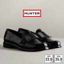 【全国送料無料】 HUNTER レインシューズ レディース リファインド ボウ グロス ペニー ローファー WFF1096RGL BLK ハンター REFINED BOW GLOSS PENNY LOAFER 完全防水 ハンドクラフト ラバー ゴム ヒール2.7cm スリムフィット 光沢仕上げ リボン