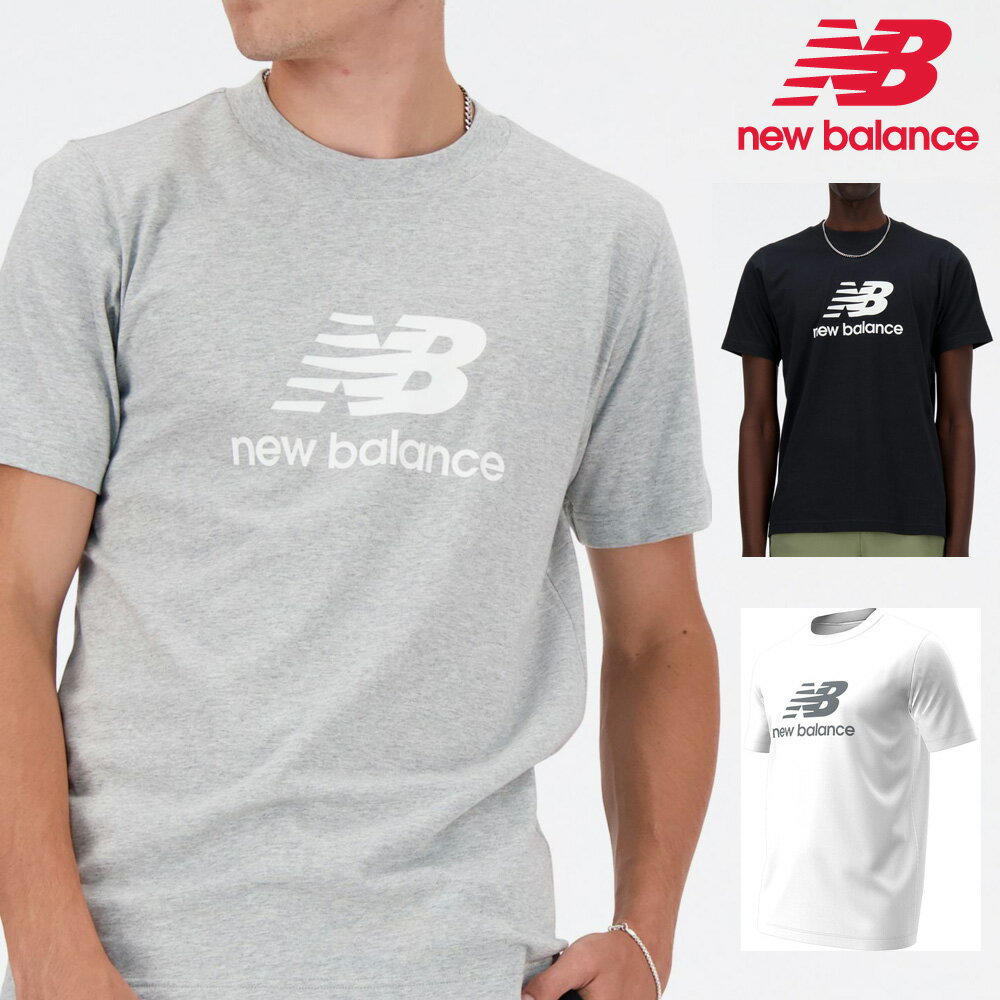 【お買い物マラソン】 ニューバランス ウェア メンズ スタックドロゴ ショートスリーブTシャツ MT41502 new balance Stacked logo トップス Tシャツ 半袖 コットン