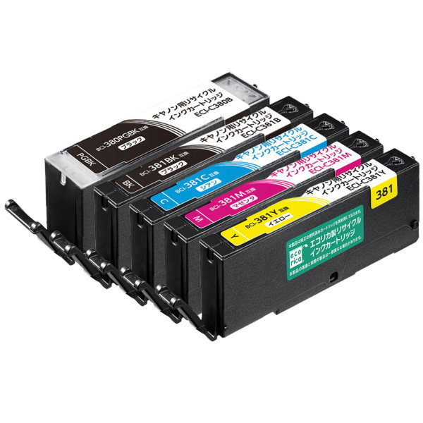Rakuten - エコリカ インクカートリッジ 大容量5色パック BCI-381+380/5MP互換 互換性インク インクカートリッジ インク ecorika ECI-C381-5P ECIC3815P 大容量 5色パック 互換インク ブラック シアン マゼンタ イエロー