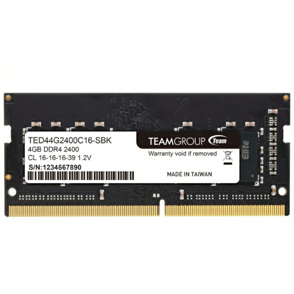 TEAM ELITE DDR4 2400 4GB ノート用 メモリ 1枚 SO-DIMM PC4-19200 CL16 TED44GM2400C16-S01 永久保証