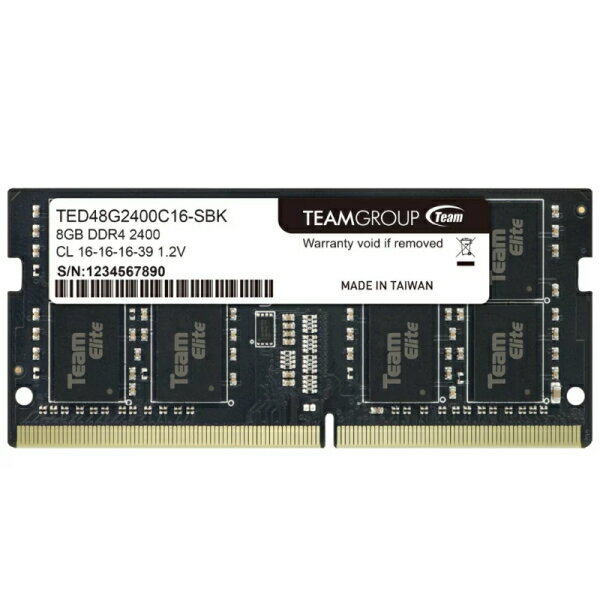 TEAM ELITE DDR4 2400 8GB ノート用 メモリ 1枚 SO-DIMM PC4-19200 CL16 TED48GM2400C16-S01 永久保証