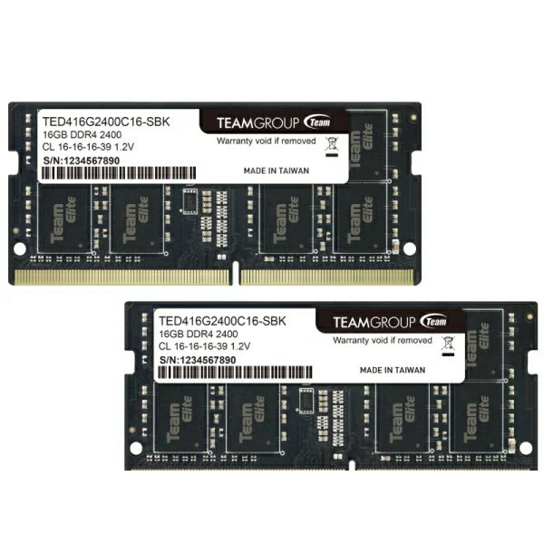 TEAM ELITE DDR4 2400 32GB (16GB×2) ノート用 メモリ 2枚組 SO-DIMM PC4-19200 CL16 TED432GM2400C16DC-S01 永久保証