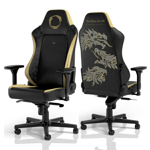 【Bethesdaコラボモデル！ESOエディション】ゲーミングチェア noblechairs HERO NBL-HRO-PU-ESO-SGL アームレスト 耐荷重150kg The Elder Scrolls Online ブラック＆ゴールド 送料無料