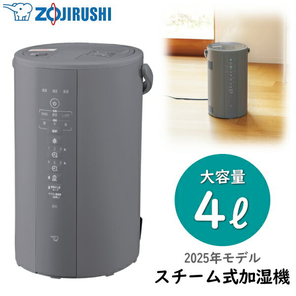 ZOJIRUSHI 象印 スチーム式 加湿器 容量4L 加湿機 木造8畳 プレハブ13畳 入切タイマー スチーム式加湿器 スチーム加湿器 EE-DF50-HA EE-DF50 EEDF50 グレー