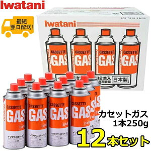 【日本製】岩谷 イワタニ カセットガス 1本250g×12本セット CB-250-OR Iwatani CB-250-OR-12 CB250OR イワタニカセットガス 12P 12本 250g カセットボンベ アウトドア 屋外