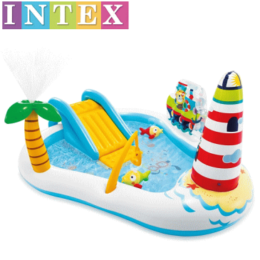 【すべり台付きプール/国内正規品】INTEX インテックス フィッシングファン プレイセンター キッズプール 子供プール 家庭用プール 188×218cm　プール 大型家庭用プール ビニールプール 滑り台付き ファミリープール 滑り台 子供用プール