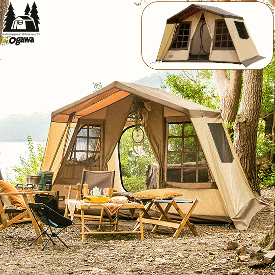 【正規品】ogawa オガワ テント ロッジ型 オーナーロッジ タイプ52R 5人用 UVカット 張り綱 アイアンハンマー スチールピン 収納袋付属 アウトドア キャンプ テント レジャー キャンプ場 キャンプ用品 おしゃれ ファミリーキャンプ グループキャンプ